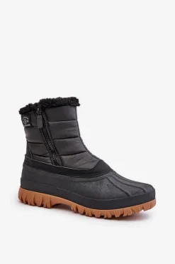 Sale Śniegowce Damskie Ocieplane Futerkiem Na Zamek LCJ-24-44-2866 Czarne Damskie Śniegowce Damskie|Damskie Trapery