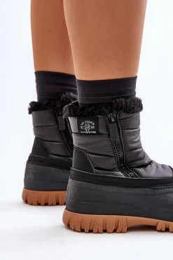 Sale Śniegowce Damskie Ocieplane Futerkiem Na Zamek LCJ-24-44-2866 Czarne Damskie Śniegowce Damskie|Damskie Trapery