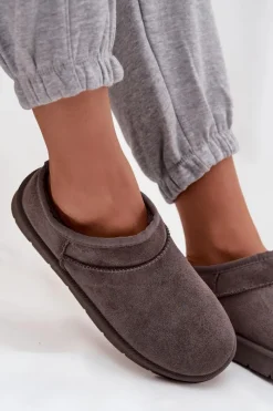 Śniegowce Damskie></noscript>Boto Śniegowce Damskie Ocieplane Futerkiem Ciemnoszare Serenne Szary