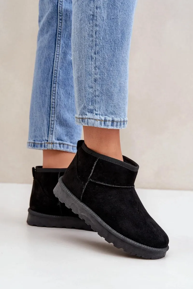 Śniegowce Damskie Z Eko Zamszu Czarne Noliri Damskie Śniegowce Damskie