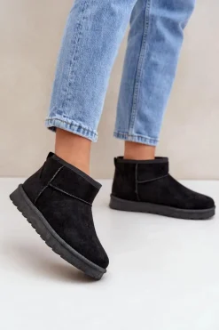 Śniegowce Damskie Z Eko Zamszu Czarne Noliri Damskie Śniegowce Damskie