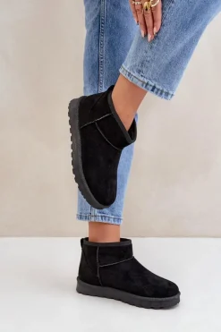 Śniegowce Damskie Z Eko Zamszu Czarne Noliri Damskie Śniegowce Damskie