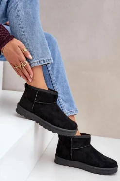 Śniegowce Damskie Z Eko Zamszu Czarne Noliri Damskie Śniegowce Damskie