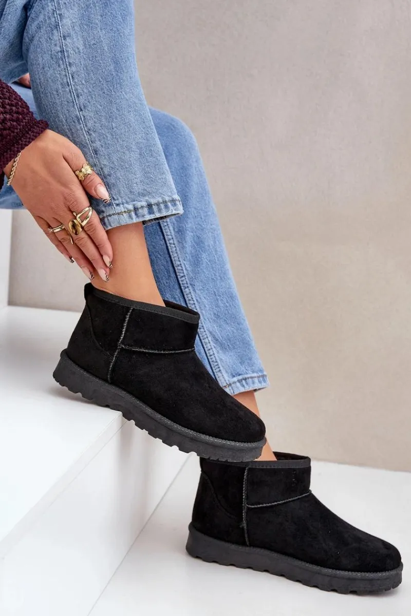 Śniegowce Damskie Z Eko Zamszu Czarne Noliri Damskie Śniegowce Damskie