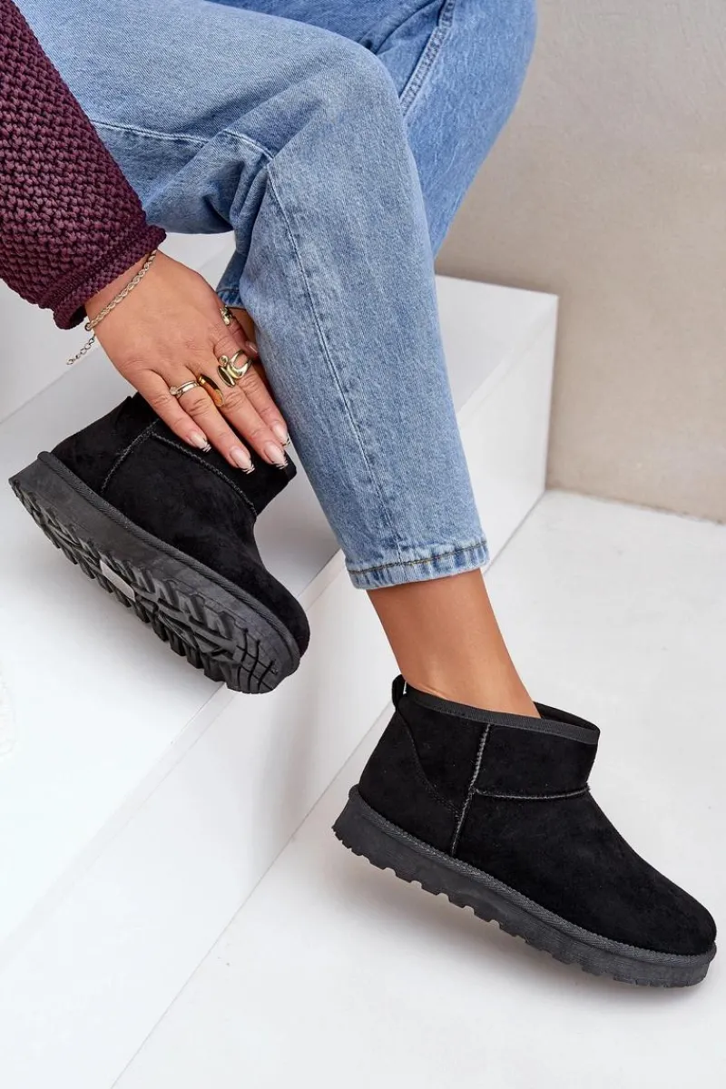 Śniegowce Damskie Z Eko Zamszu Czarne Noliri Damskie Śniegowce Damskie