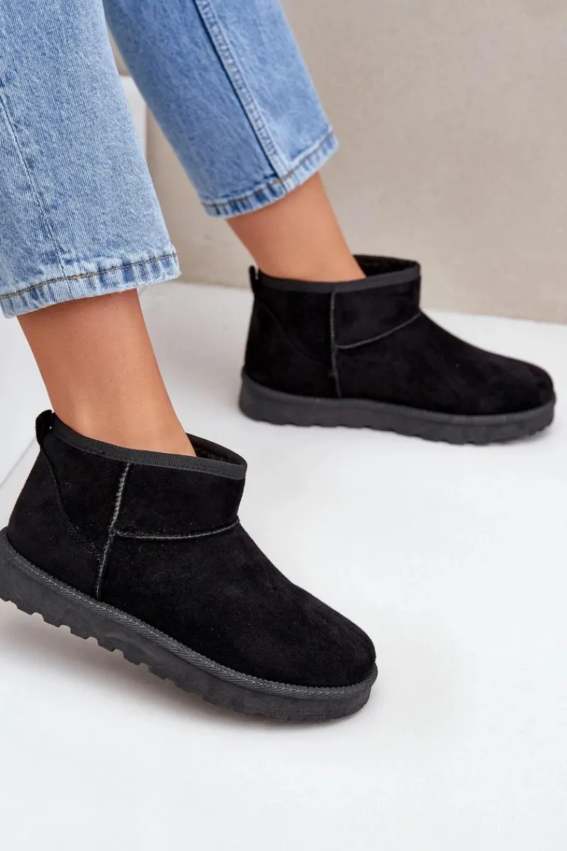 Śniegowce Damskie Z Eko Zamszu Czarne Noliri Damskie Śniegowce Damskie