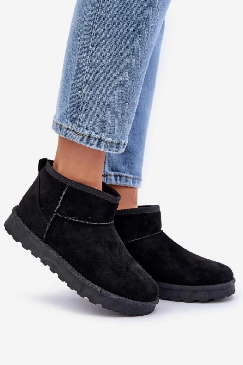 Śniegowce Damskie Z Eko Zamszu Czarne Noliri Damskie Śniegowce Damskie