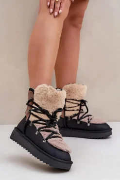 Best D.Franklin Śniegowce Damskie Z Futerkiem DFSH370012 Czarne Czarny