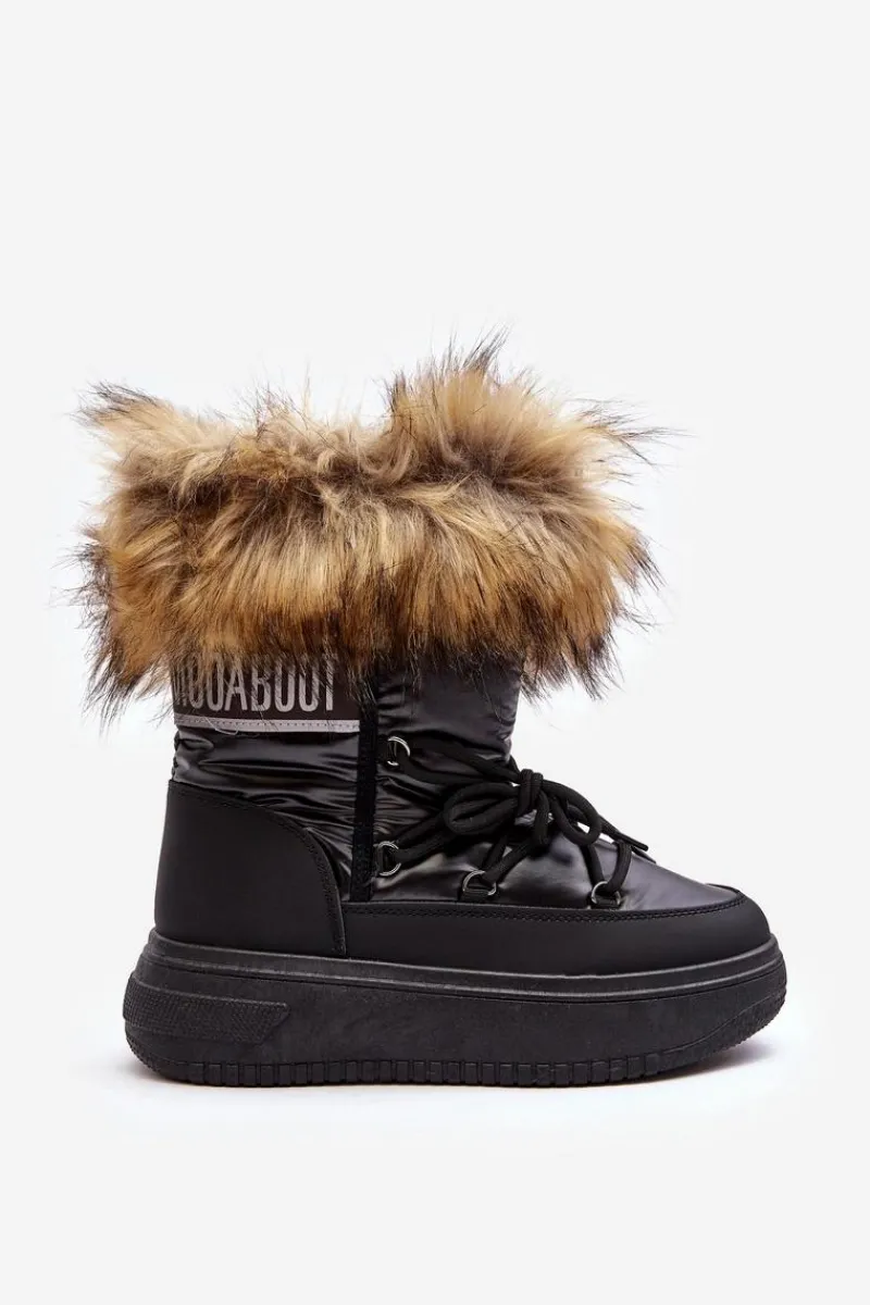 Śniegowce Damskie>Evento Śniegowce Damskie Z Futerkiem Na Platformie Czarne Nabilla