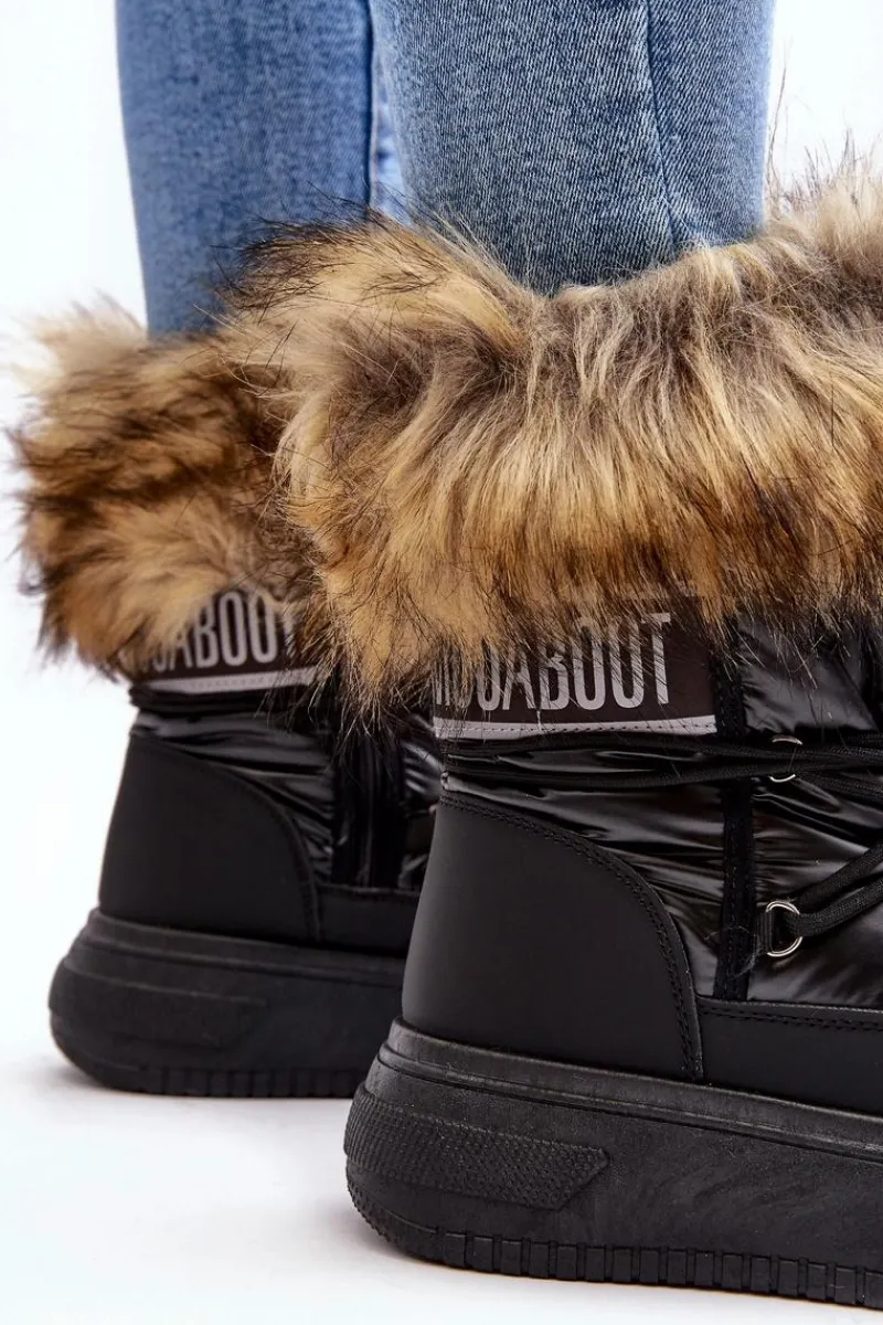 Śniegowce Damskie>Evento Śniegowce Damskie Z Futerkiem Na Platformie Czarne Nabilla