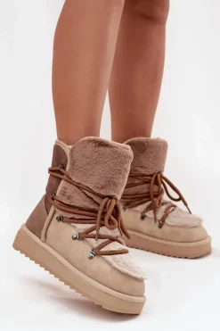 Discount D.Franklin Śniegowce Damskie Z Futerkiem DFSH370012 Beżowe Beżowy