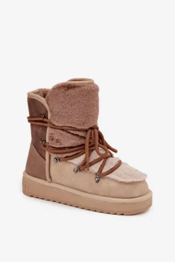 Discount D.Franklin Śniegowce Damskie Z Futerkiem DFSH370012 Beżowe Beżowy