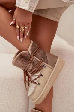 Discount D.Franklin Śniegowce Damskie Z Futerkiem DFSH370012 Beżowe Beżowy