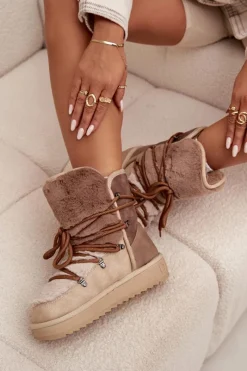 Discount D.Franklin Śniegowce Damskie Z Futerkiem DFSH370012 Beżowe Beżowy