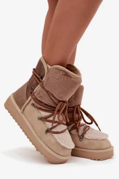 Discount D.Franklin Śniegowce Damskie Z Futerkiem DFSH370012 Beżowe Beżowy