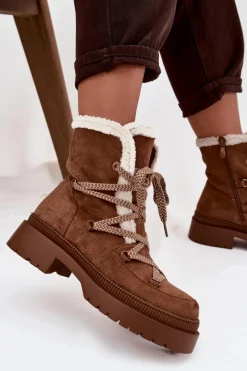 Clearance Śniegowce Damskie Z Kożuszkiem Camel Irmara Damskie Śniegowce Damskie