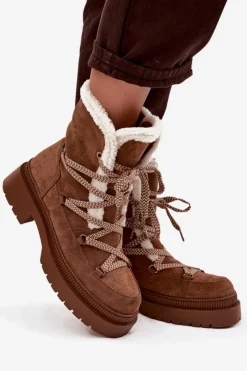 Clearance Śniegowce Damskie Z Kożuszkiem Camel Irmara Damskie Śniegowce Damskie