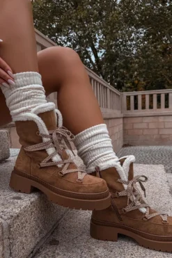 Clearance Śniegowce Damskie Z Kożuszkiem Camel Irmara Damskie Śniegowce Damskie