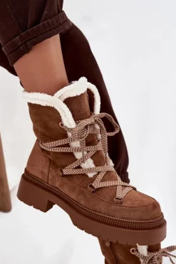 Clearance Śniegowce Damskie Z Kożuszkiem Camel Irmara Damskie Śniegowce Damskie