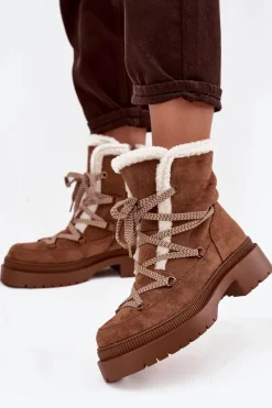 Clearance Śniegowce Damskie Z Kożuszkiem Camel Irmara Damskie Śniegowce Damskie