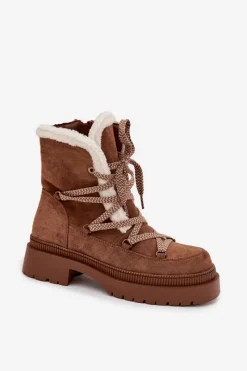 Clearance Śniegowce Damskie Z Kożuszkiem Camel Irmara Damskie Śniegowce Damskie