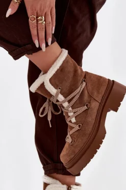 Clearance Śniegowce Damskie Z Kożuszkiem Camel Irmara Damskie Śniegowce Damskie