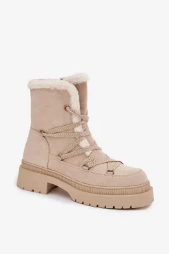 Śniegowce Damskie></noscript>Boto Śniegowce Damskie Z Kożuszkiem Beżowe Irmara Beżowy