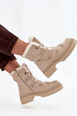 Śniegowce Damskie></noscript>Boto Śniegowce Damskie Z Kożuszkiem Beżowe Irmara Beżowy