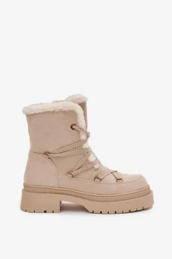 Śniegowce Damskie></noscript>Boto Śniegowce Damskie Z Kożuszkiem Beżowe Irmara Beżowy