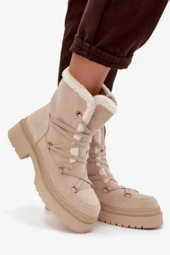 Śniegowce Damskie></noscript>Boto Śniegowce Damskie Z Kożuszkiem Beżowe Irmara Beżowy