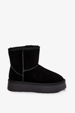 Best Boto Śniegowce Damskie Z Naturalnego Zamszu Na Platformie Czarne Privine Czarny