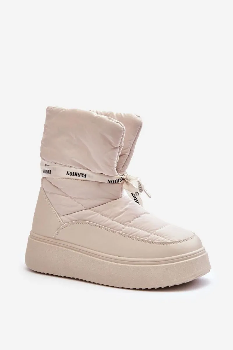 Śniegowce Damskie>Boto Śniegowce Damskie Z Ozdobnym Wiązaniem Jasnobeżowe Siracna Beżowy