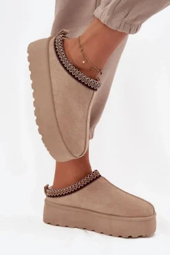 Śniegowce Damskie>Boto Śniegowce Damskie Z Ozdobnym Haftem Beżowe Jenira