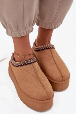 Sale Śniegowce Damskie Z Ozdobnym Haftem Camel Jenira Damskie Śniegowce Damskie