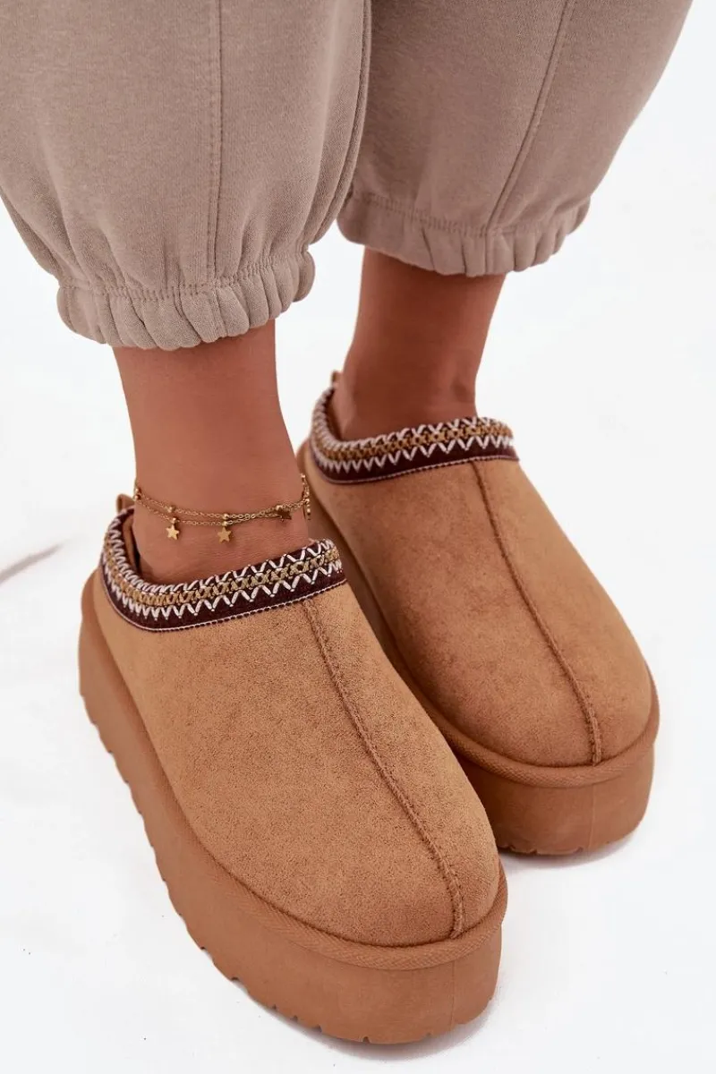 Sale Śniegowce Damskie Z Ozdobnym Haftem Camel Jenira Damskie Śniegowce Damskie