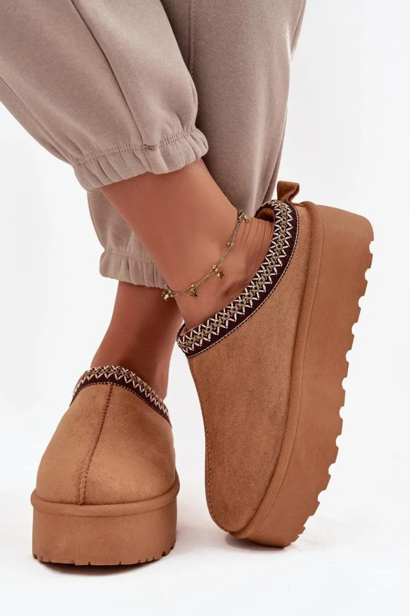 Sale Śniegowce Damskie Z Ozdobnym Haftem Camel Jenira Damskie Śniegowce Damskie