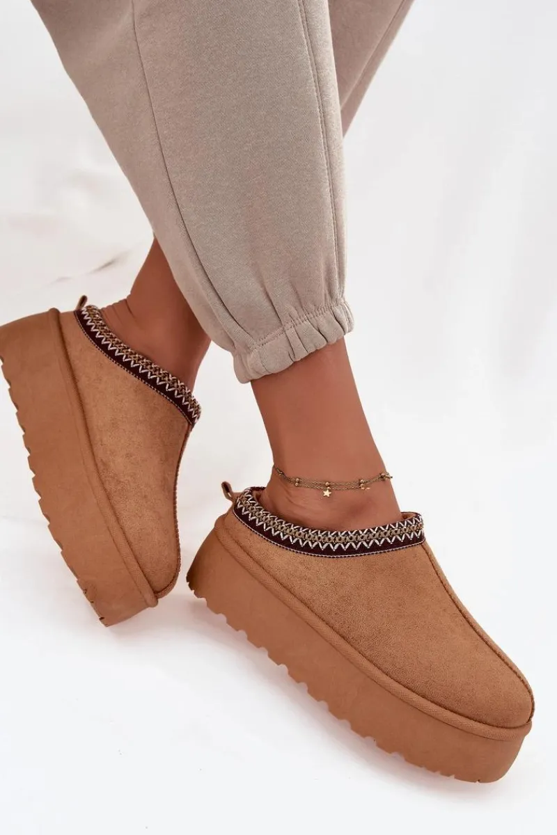 Sale Śniegowce Damskie Z Ozdobnym Haftem Camel Jenira Damskie Śniegowce Damskie