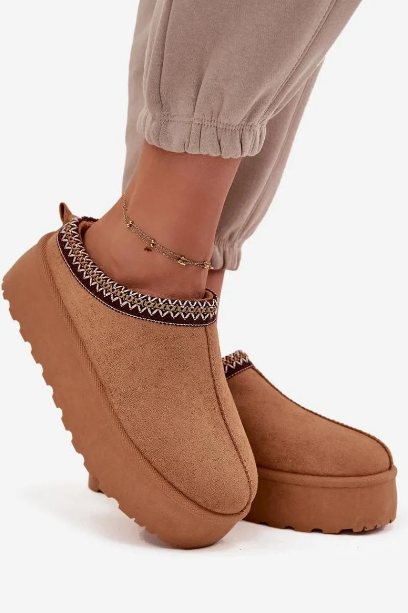 Sale Śniegowce Damskie Z Ozdobnym Haftem Camel Jenira Damskie Śniegowce Damskie