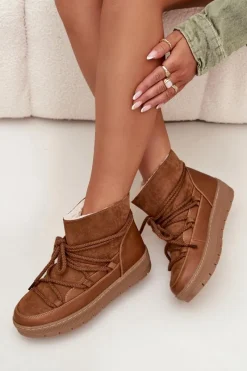 Śniegowce Damskie Z Wiązaniem Camel Rebekah Damskie Śniegowce Damskie