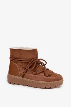 Śniegowce Damskie Z Wiązaniem Camel Rebekah Damskie Śniegowce Damskie