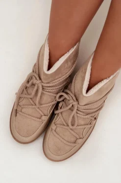 Sale Boto Śniegowce Damskie Z Wiązaniem Beżowe Rebekah