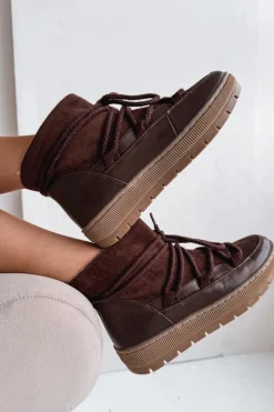 Śniegowce Damskie>Boto Śniegowce Damskie Z Wiązaniem Czekoladowe Rebekah Brązowy