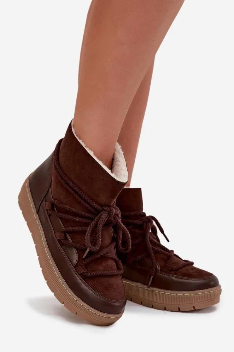 Śniegowce Damskie>Boto Śniegowce Damskie Z Wiązaniem Czekoladowe Rebekah Brązowy