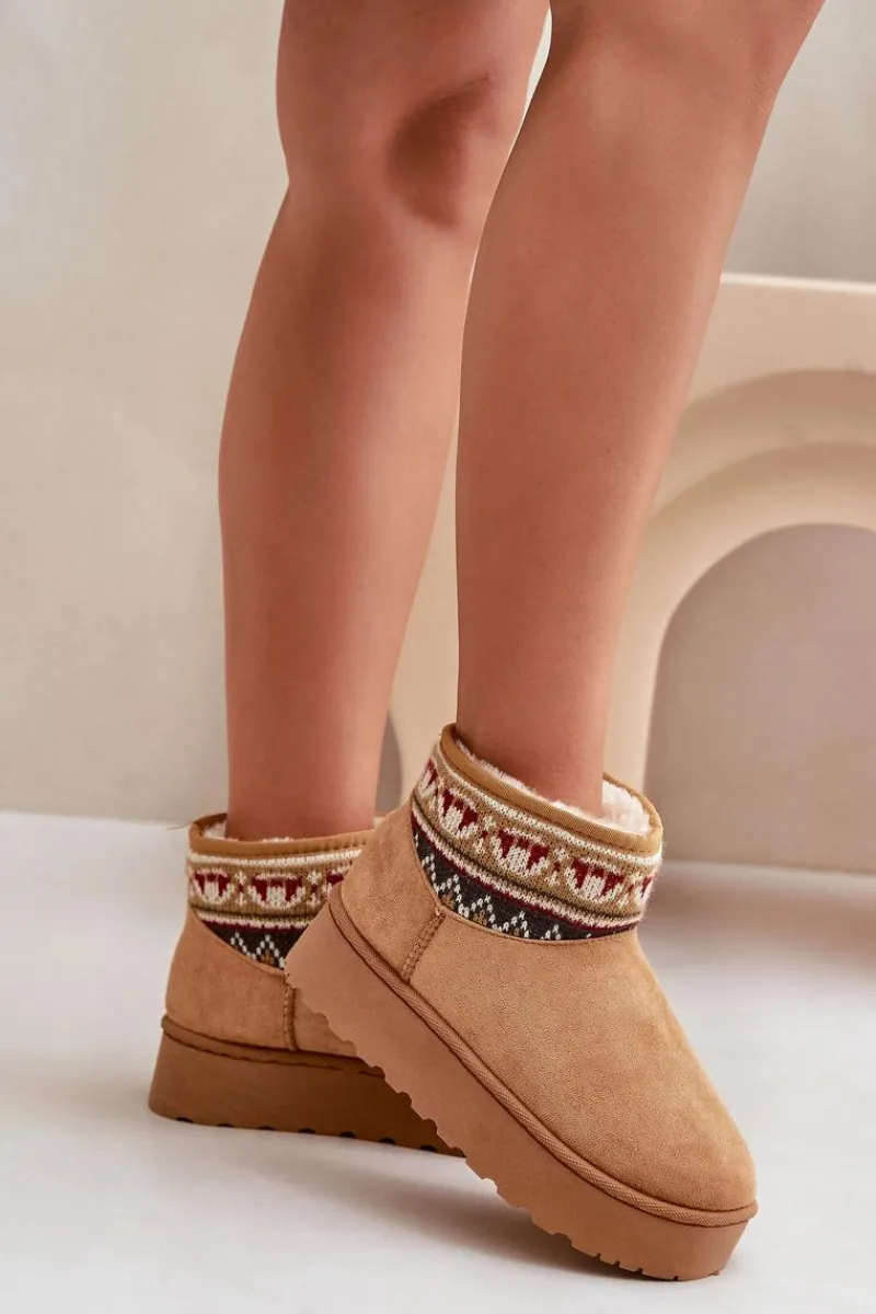 Śniegowce Damskie>Boto Śniegowce Damskie Ze Wzorem Na Platformie Camel Avatharia