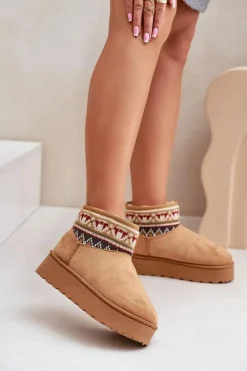 Śniegowce Damskie>Boto Śniegowce Damskie Ze Wzorem Na Platformie Camel Avatharia