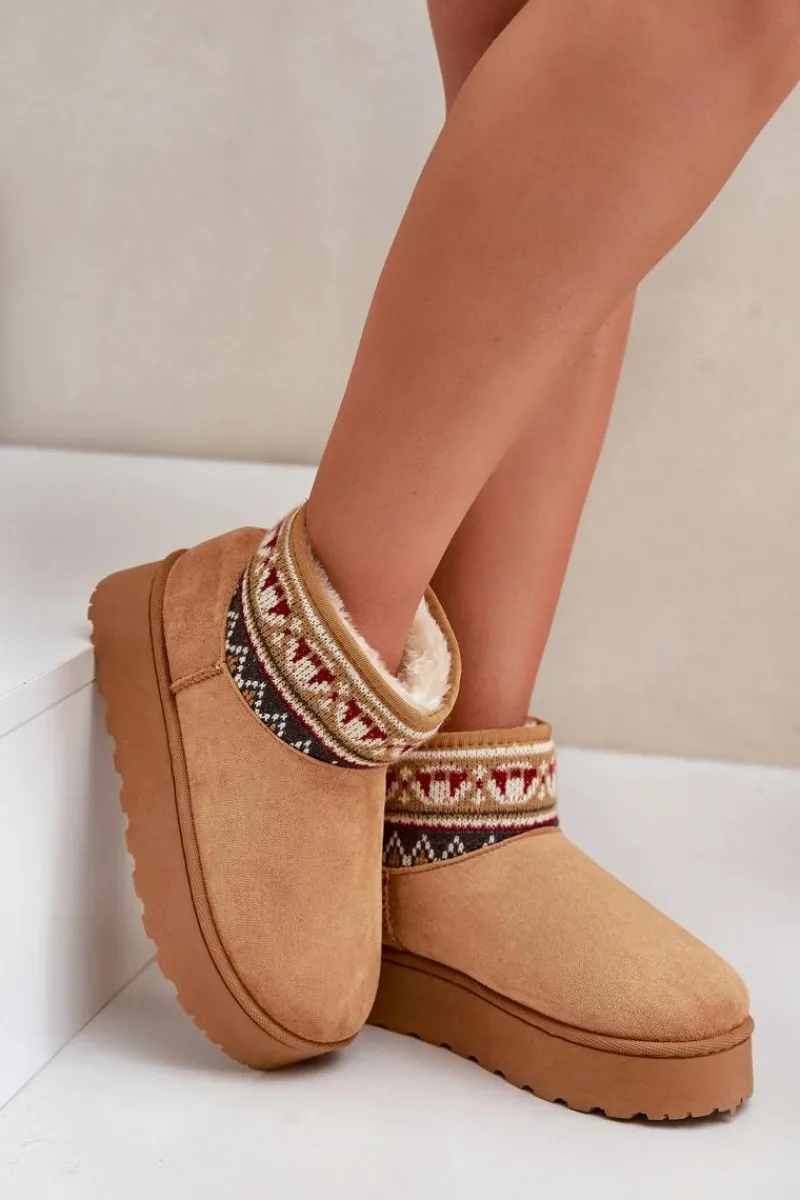 Śniegowce Damskie>Boto Śniegowce Damskie Ze Wzorem Na Platformie Camel Avatharia