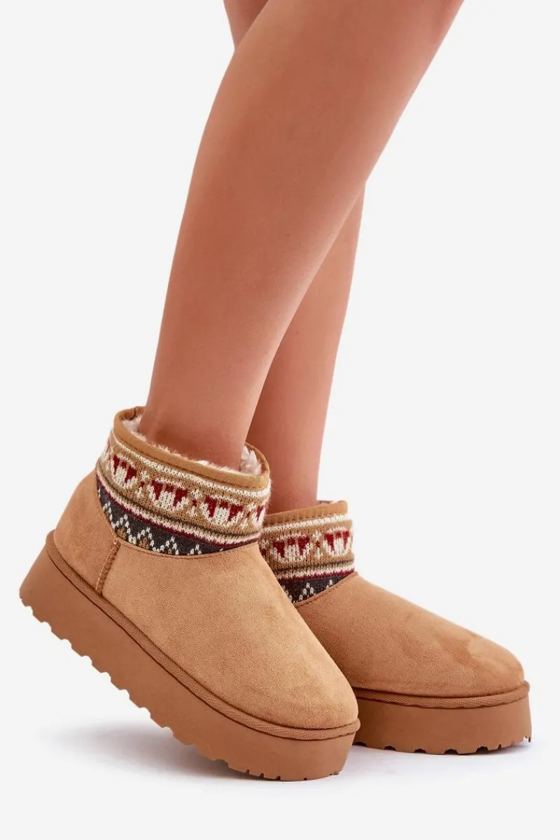 Śniegowce Damskie>Boto Śniegowce Damskie Ze Wzorem Na Platformie Camel Avatharia