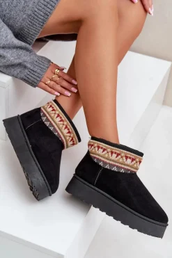 Śniegowce Damskie></noscript>Boto Śniegowce Damskie Ze Wzorem Na Platformie Czarne Avatharia Czarny