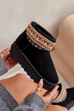 Śniegowce Damskie></noscript>Boto Śniegowce Damskie Ze Wzorem Na Platformie Czarne Avatharia Czarny