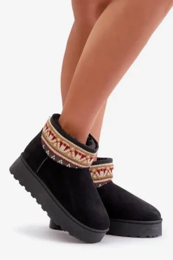 Śniegowce Damskie></noscript>Boto Śniegowce Damskie Ze Wzorem Na Platformie Czarne Avatharia Czarny